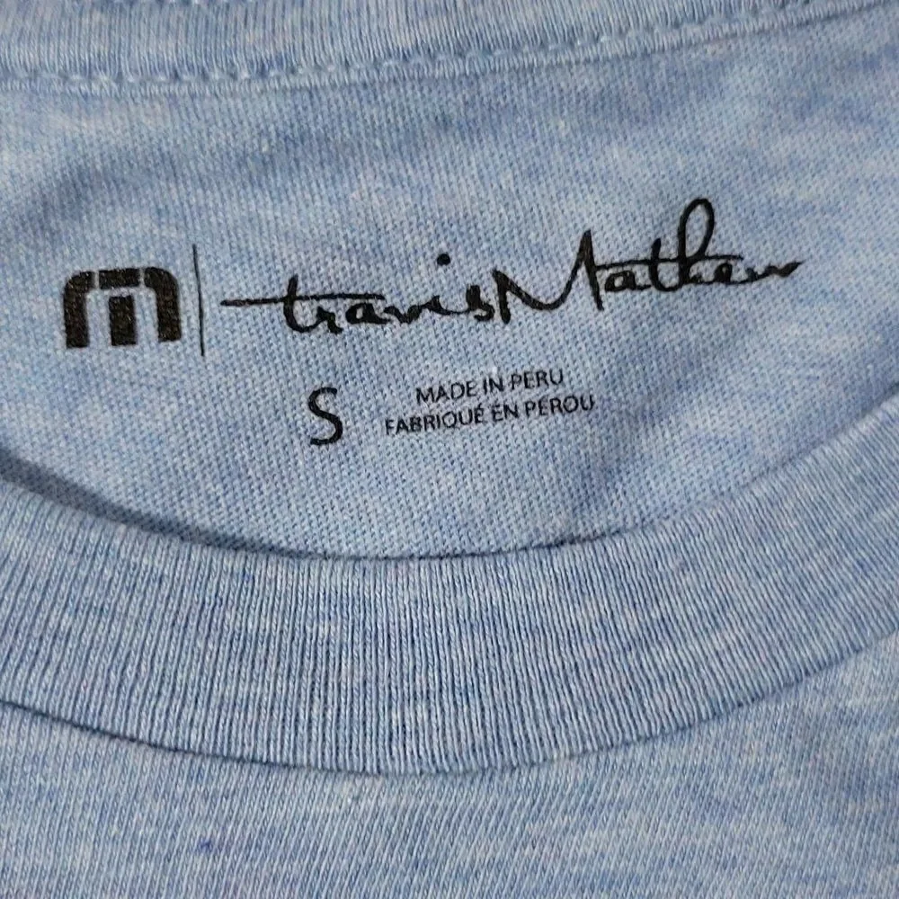 Travis Mathew T Shirt Men Size Small Blue Golf Cart Graphic Short Sleeve Tee NEW